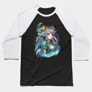 Whispers of Cetus: Enigmatic Anime Character Art Baseball T-Shirt